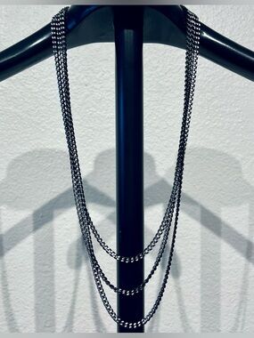 Multi-Strand Dark Metal Chain Necklace